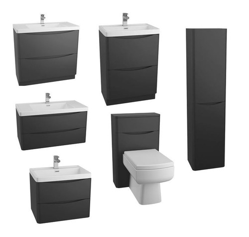 Modern anthracite bathroom - anthracite,