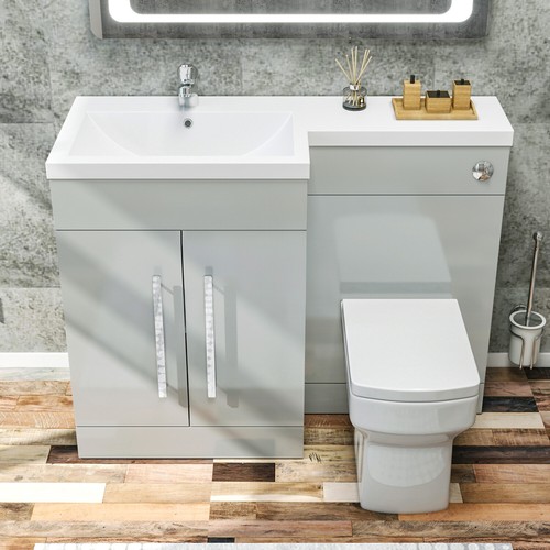 Bathroom grey vanity unit - bathroom, sink