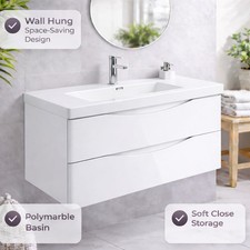 900mm White Gloss Wall Hung