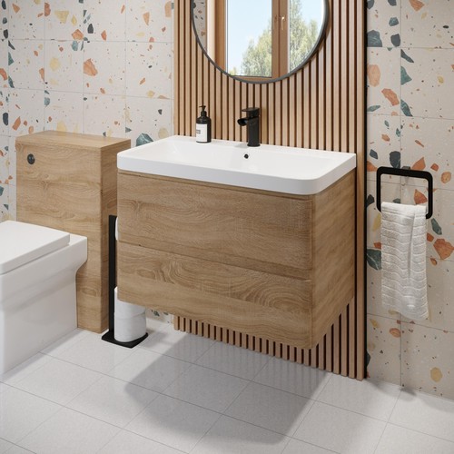 Wood wall hung vanity unit - wood, &
